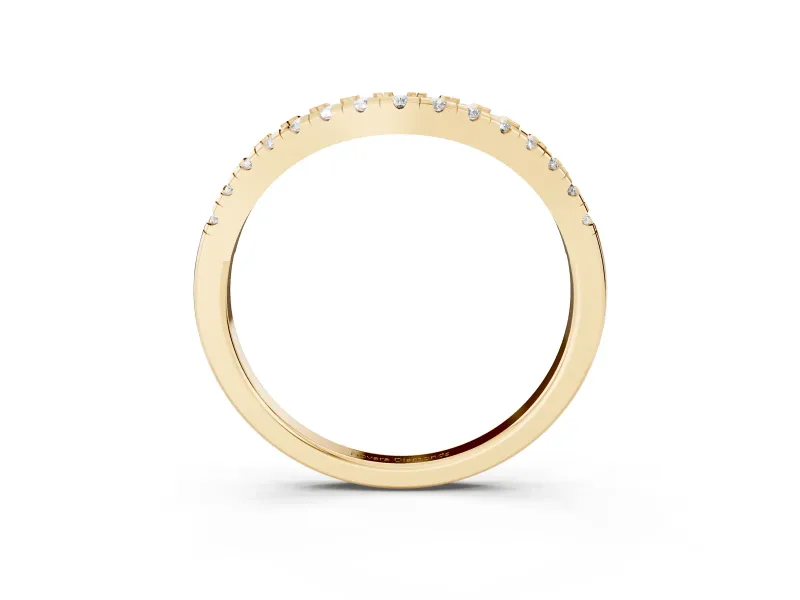 Round Diamond Curved Pavé Wedding Band Set in Yellow gold for Stacking