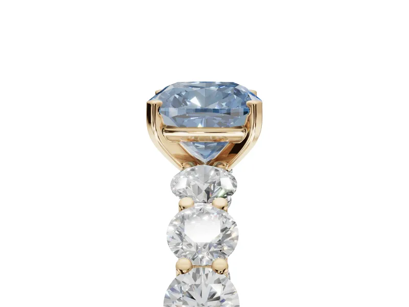 Cushion Cut Engagement Ring Setting for a Fancy Blue Lab-Grown Diamond | Yellow Gold - Design NV-24455