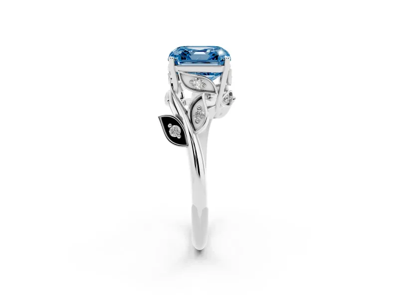 Asscher Cut Twisted Bypass Engagement Ring Setting for a Fancy Blue Lab-Grown Diamond | Platinum