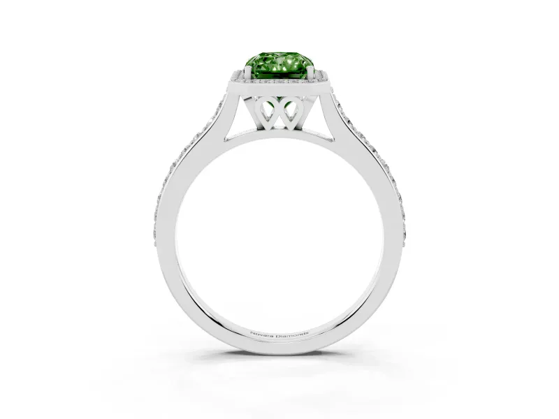 Radiant Cut Halo Engagement Ring Setting for a Fancy Green Lab-Grown Diamond | Platinum - Design NV-24729
