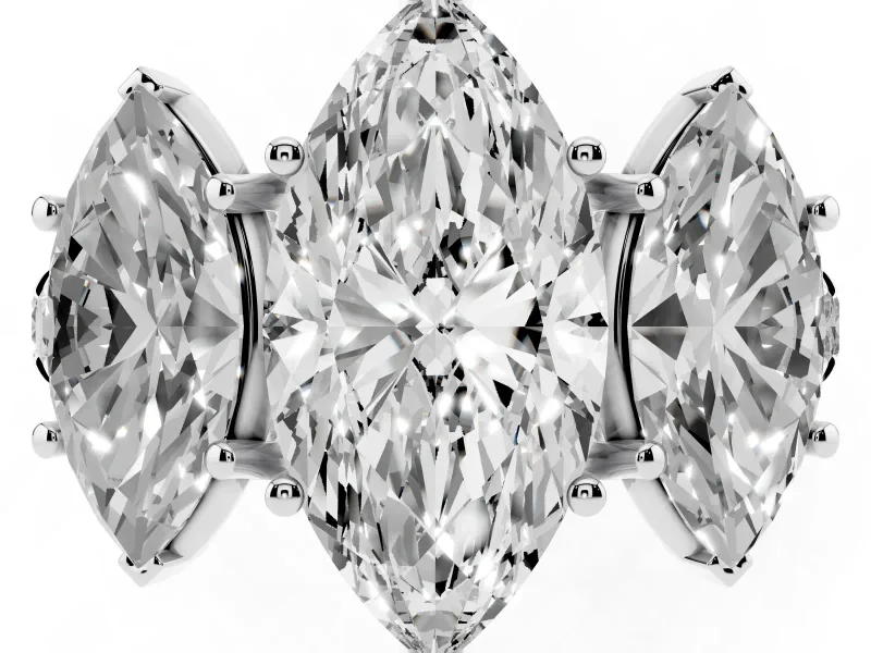 Marquise Three Stone Engagement Ring Setting | Accented Shoulders | Platinum