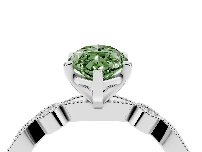 Marquise Vintage Milgrain Engagement Ring Setting for a Fancy Green Lab-Grown Diamond | White Gold