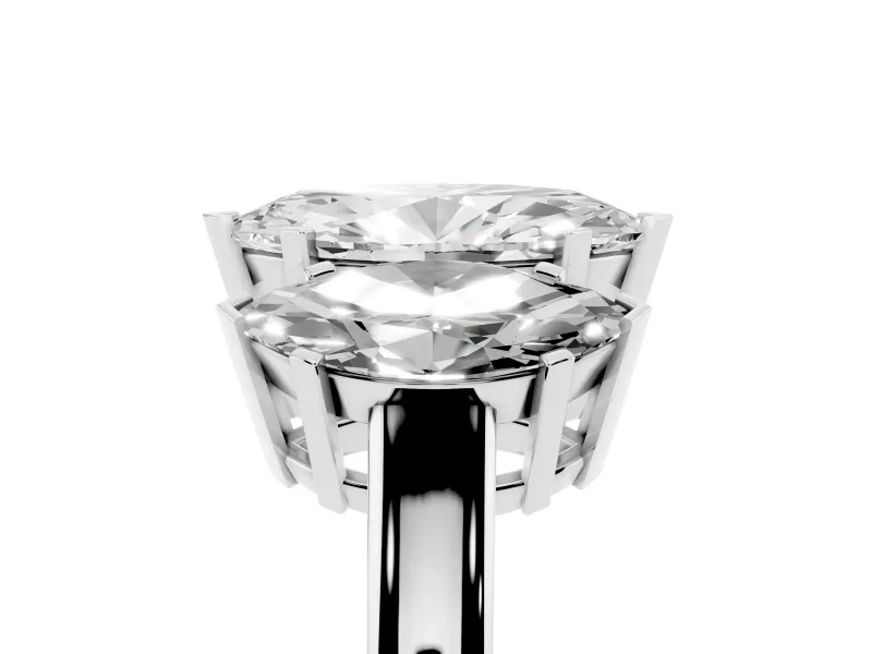 Marquise Three Stone Engagement Ring Setting | Large Side Stones | Sterling Silver