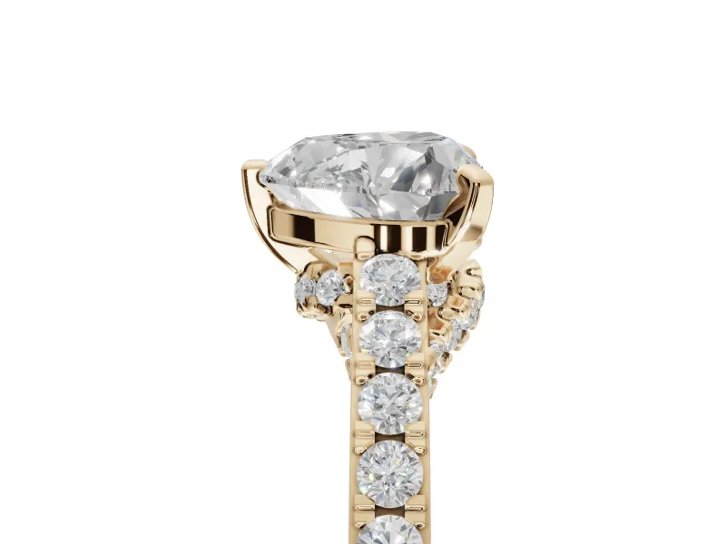 Heart-Shaped Pavé Solitaire Engagement Ring Setting | Crossover Gallery | Yellow Gold