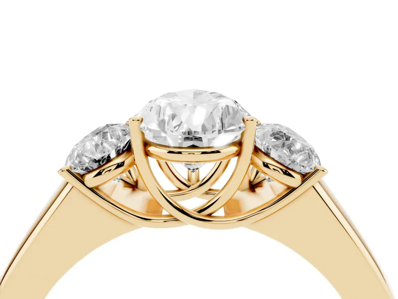Pear-Shaped Three Stone Engagement Ring Setting | Touching Side Stones | Yellow Gold
