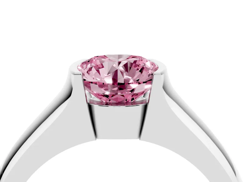 Round Half Bezel Solitaire Engagement Ring Setting for a Fancy Pink Lab-Grown Diamond | Wide Band | Sterling Silver