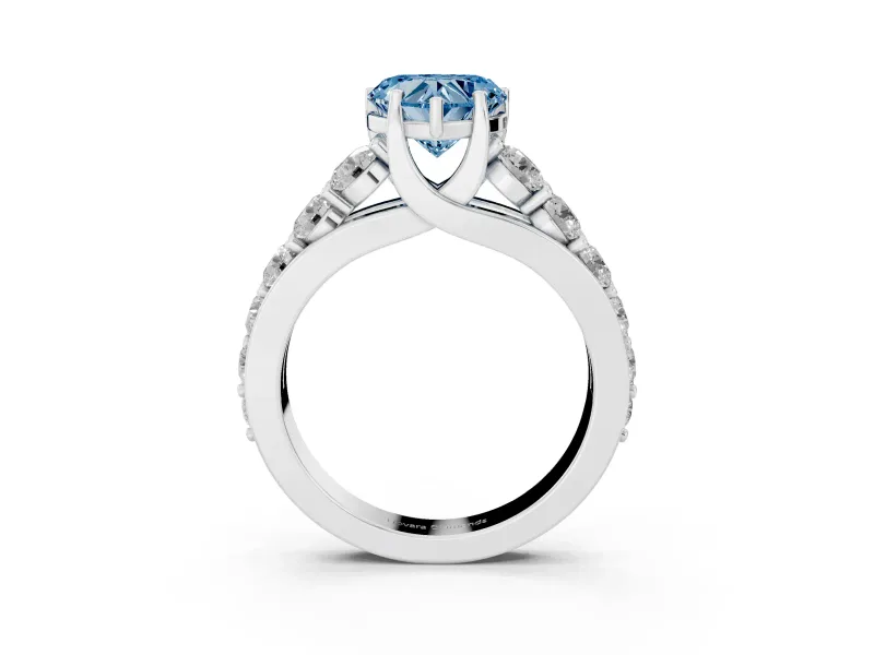 Heart-Shaped Engagement Ring Setting for a Fancy Blue Lab-Grown Diamond | White Gold - Design NV-24645