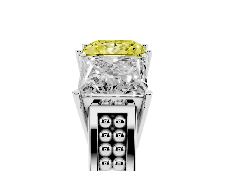 Princess Cut Engagement Ring Setting for a Fancy Yellow Lab-Grown Diamond | Sterling Silver - Design NV-24920