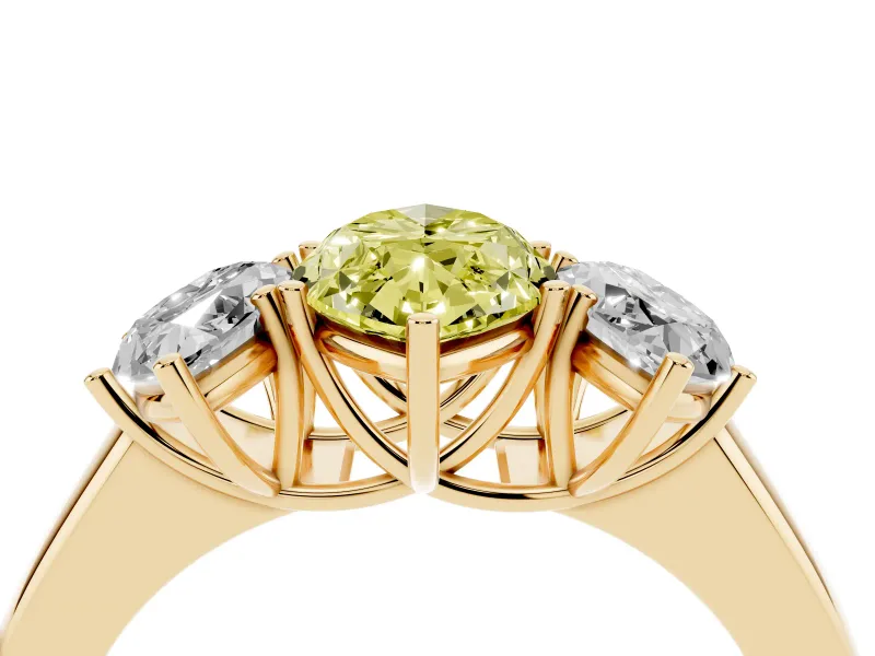 Marquise 3 Stone Engagement Ring Setting for a Fancy Yellow Lab-Grown Diamond | Yellow Gold