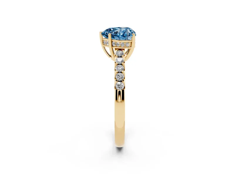 Heart-Shaped Engagement Ring Setting for a Fancy Blue Lab-Grown Diamond | Yellow Gold - Design NV-24649