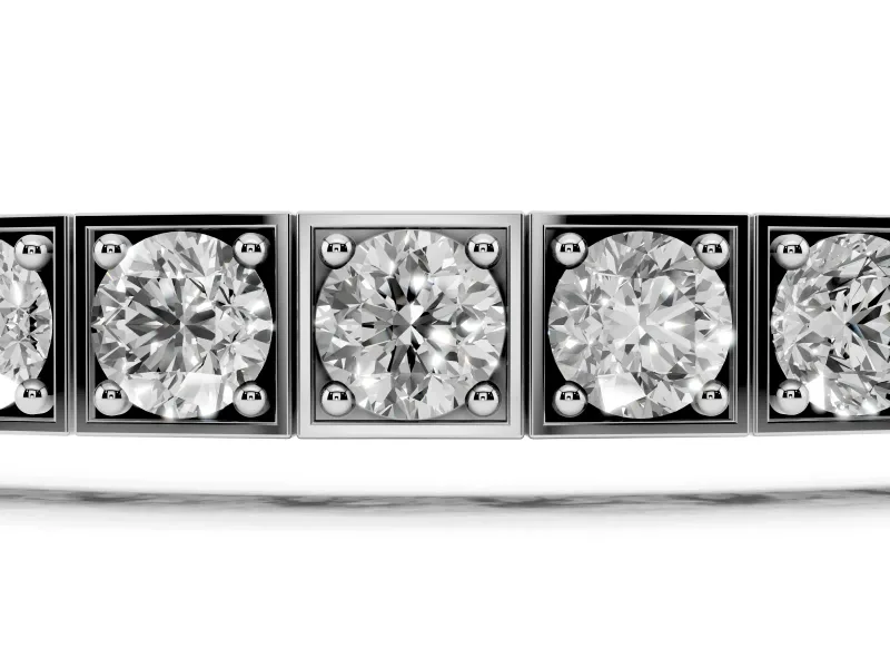 Round Lab-Grown Diamond Box Set Tennis Bracelet | Stepped Square Frames | White Gold