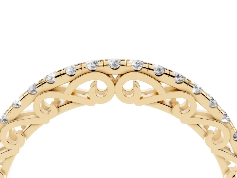 Round Diamond Classic Prong Eternity Band Set in Yellow gold with Continuous Row