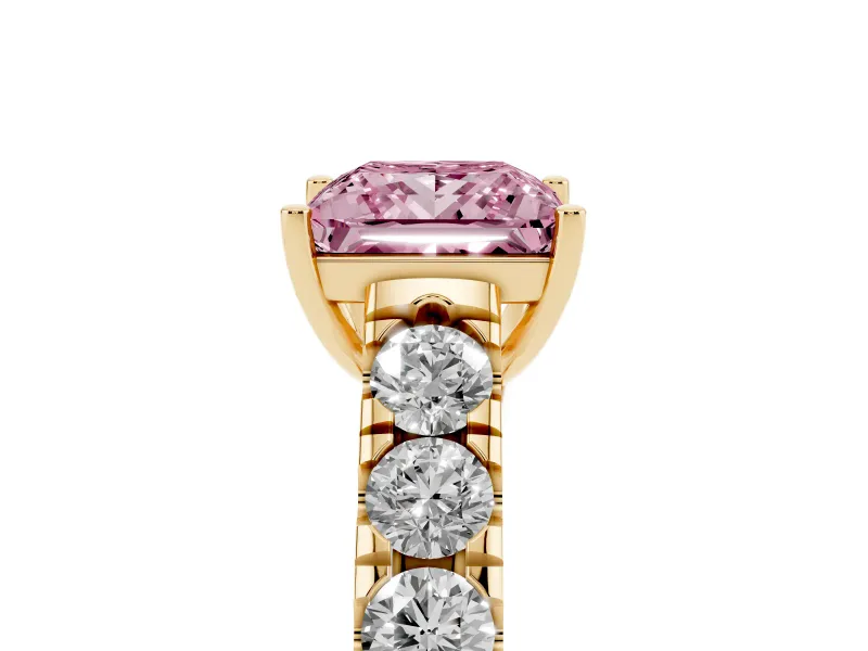 Princess Cut Engagement Ring Setting for a Fancy Pink Lab-Grown Diamond | Yellow Gold - Design NV-24643