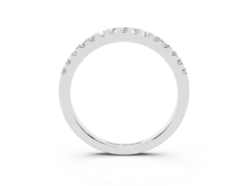 Round Diamond Pavé Half Eternity Band Set in Platinum with Shared Prong Setting