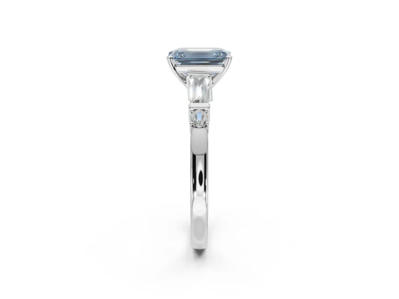 Emerald Cut Tapered Baguette Engagement Ring Setting for a Fancy Blue Lab-Grown Diamond | Platinum