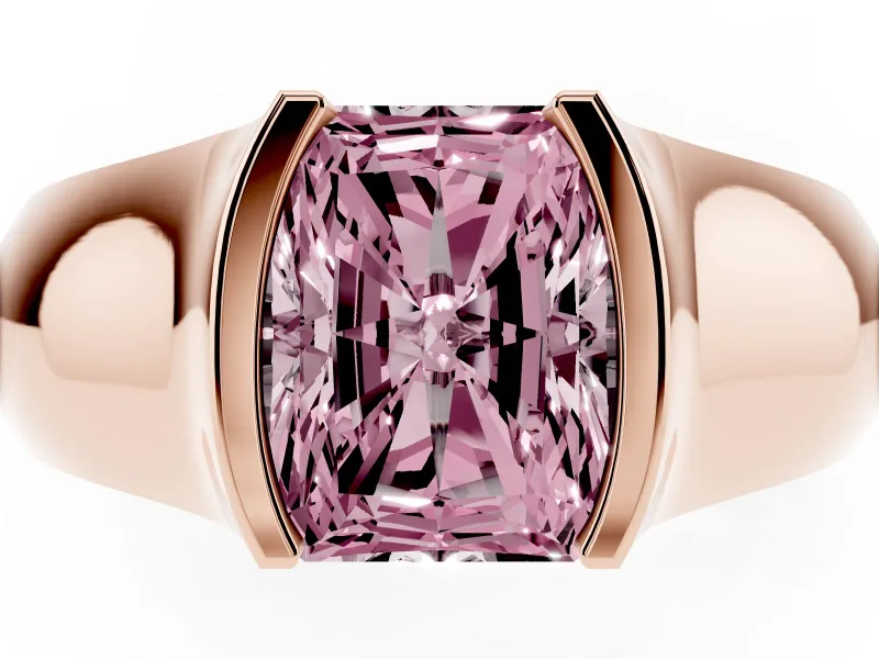 Radiant Cut Half Bezel Solitaire Engagement Ring Setting for a Fancy Pink Lab-Grown Diamond | Wide Band | Rose Gold