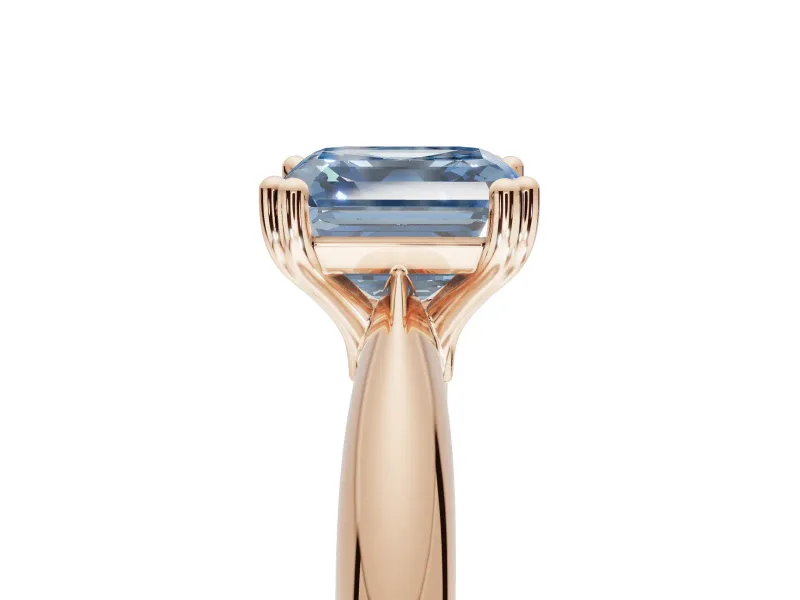 Princess Cut Tapered Solitaire Engagement Ring Setting for a Fancy Blue Lab-Grown Diamond | Rose Gold