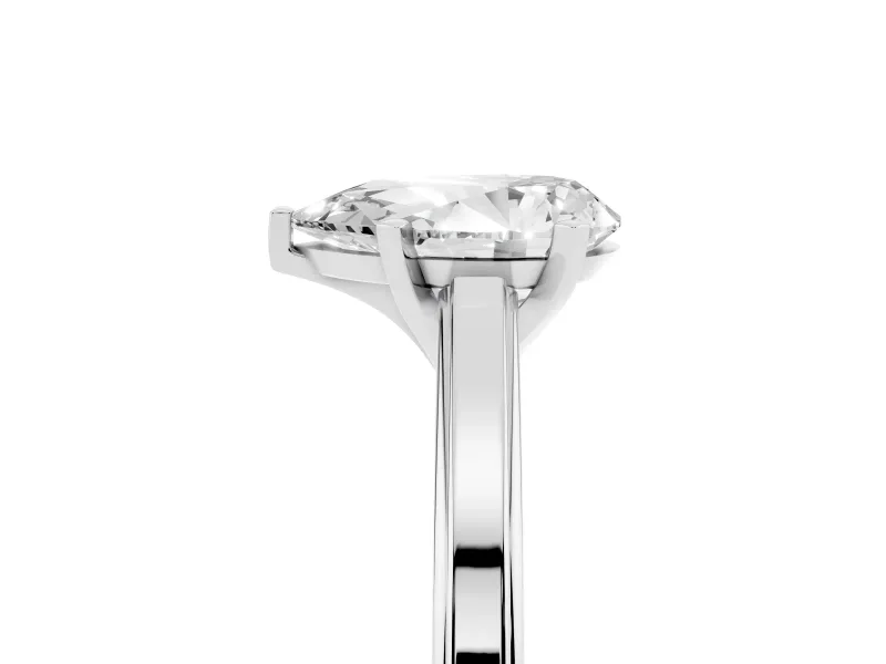Pear-Shaped Solitaire Engagement Ring Setting | Stepped Flat Band | Platinum