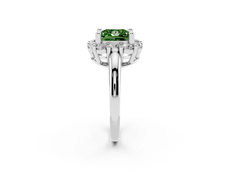 Princess Cut Halo Engagement Ring Setting for a Fancy Green Lab-Grown Diamond | Sterling Silver - Design NV-24726