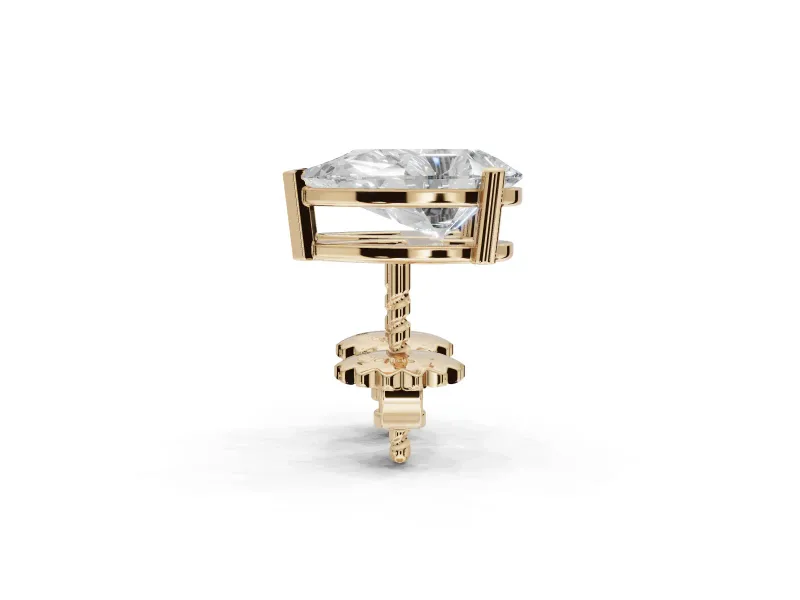 Marquise Lab-Grown Diamond Solitaire Basket Stud Earrings | Open Gallery | Yellow Gold