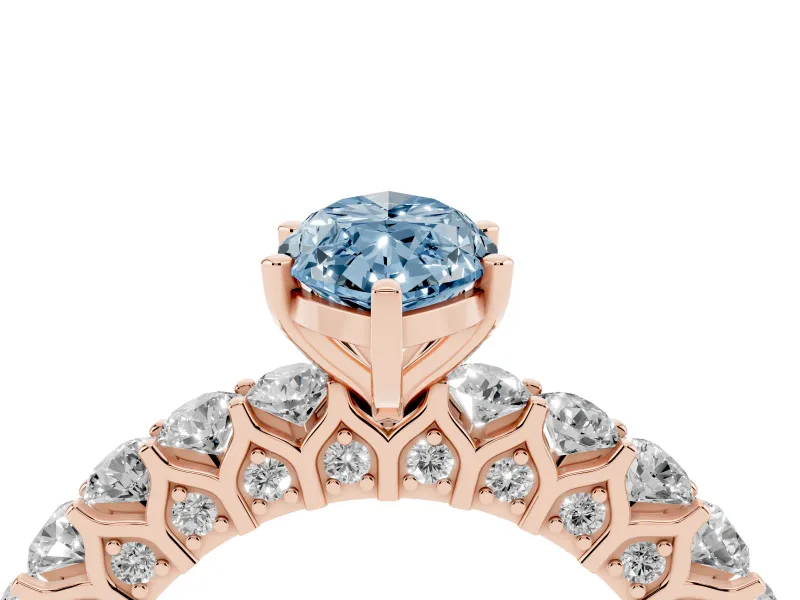 Marquise Shared Prong Engagement Ring Setting for a Fancy Blue Lab-Grown Diamond | Rose Gold