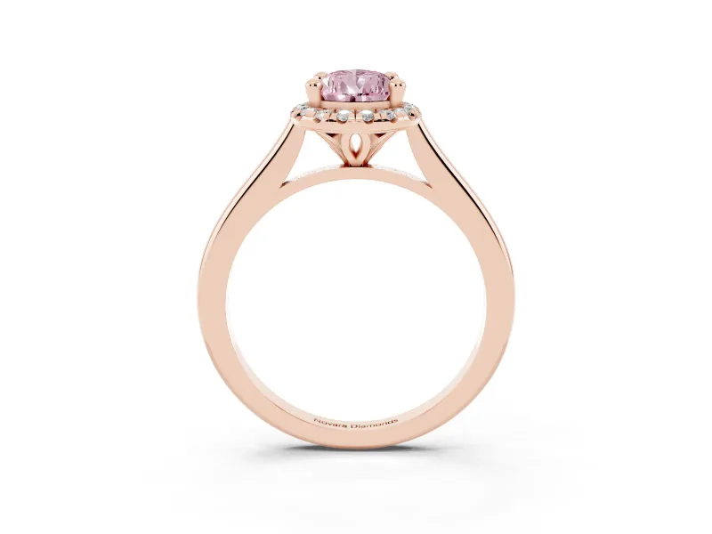 Pear-Shaped Halo Engagement Ring Setting for a Fancy Pink Lab-Grown Diamond | Plain Polished Band | Rose Gold