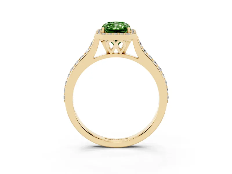 Radiant Cut Halo Engagement Ring Setting for a Fancy Green Lab-Grown Diamond | Yellow Gold - Design NV-24729