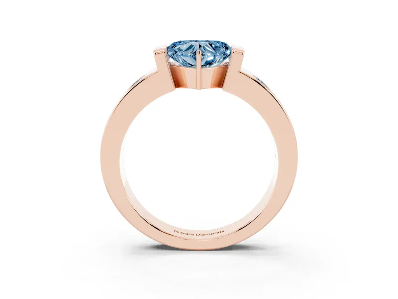 Heart-Shaped Tension Style Engagement Ring Setting for a Fancy Blue Lab-Grown Diamond | Rose Gold