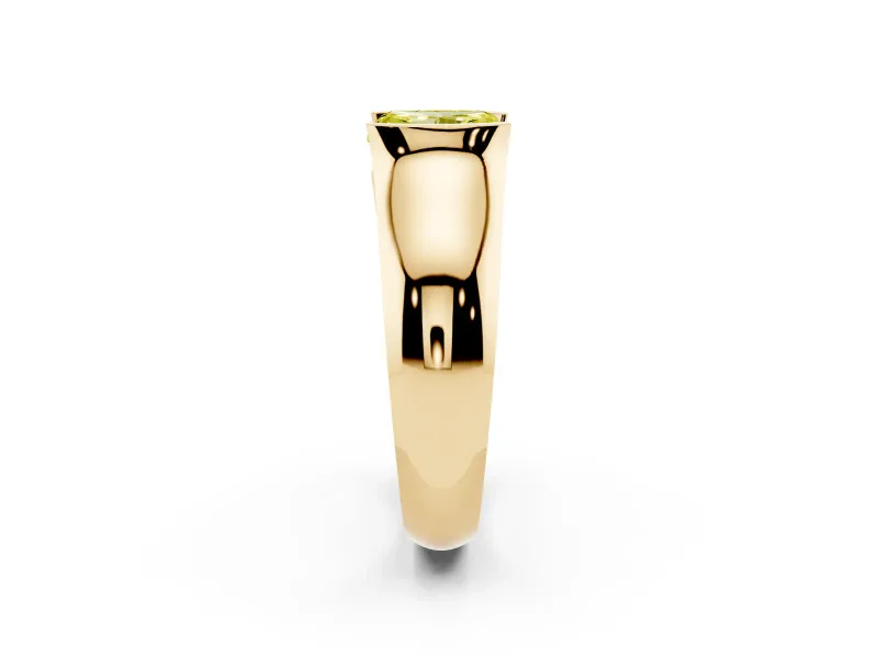 Radiant Cut Half Bezel Solitaire Engagement Ring Setting for a Fancy Yellow Lab-Grown Diamond | Wide Band | Yellow Gold