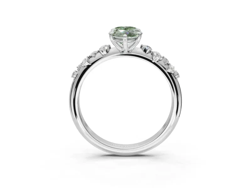 Marquise Graduated Solitaire Engagement Ring Setting for a Fancy Green Lab-Grown Diamond | Platinum