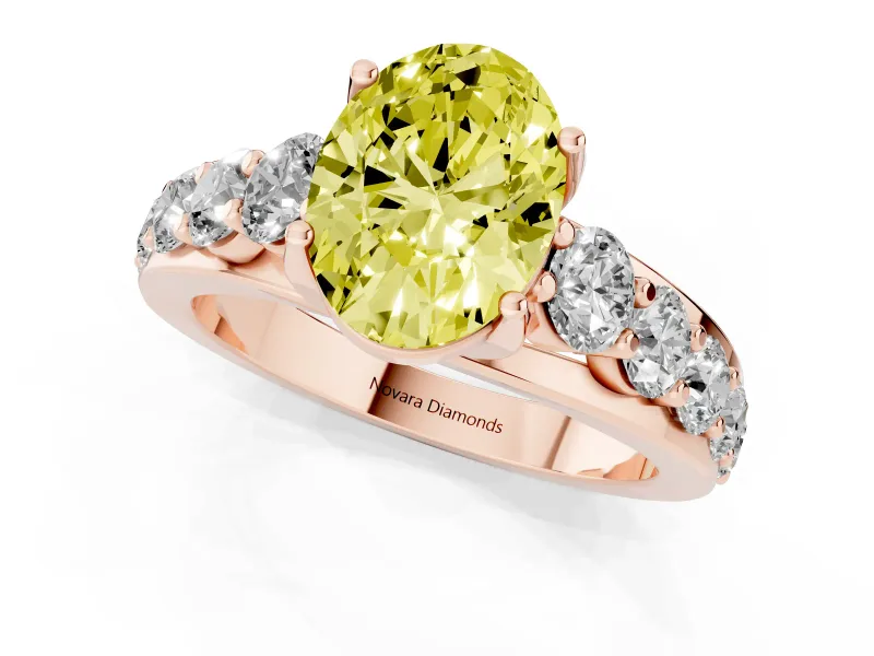 Oval Graduated Engagement Ring Setting for a Fancy Yellow Lab-Grown Diamond | Rose Gold
