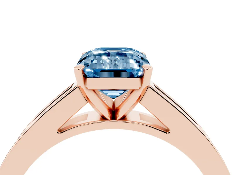 Emerald Cut Channel Engagement Ring Setting for a Fancy Blue Lab-Grown Diamond | Rose Gold