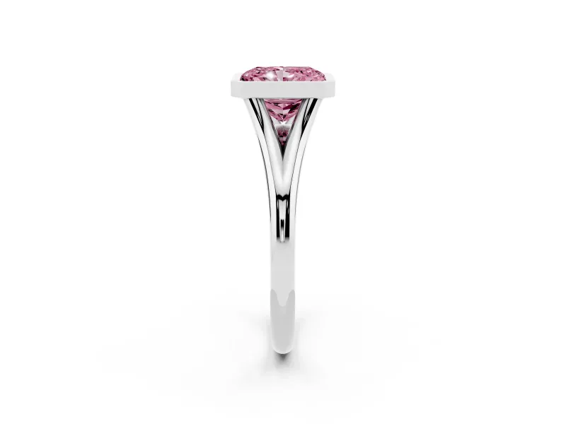 Radiant Cut Bezel Engagement Ring Setting for a Fancy Pink Lab-Grown Diamond | Sterling Silver