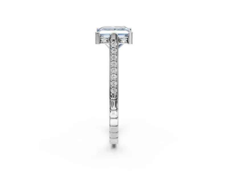 Princess Cut Engagement Ring Setting for a Fancy Blue Lab-Grown Diamond | Sterling Silver - Design NV-24586