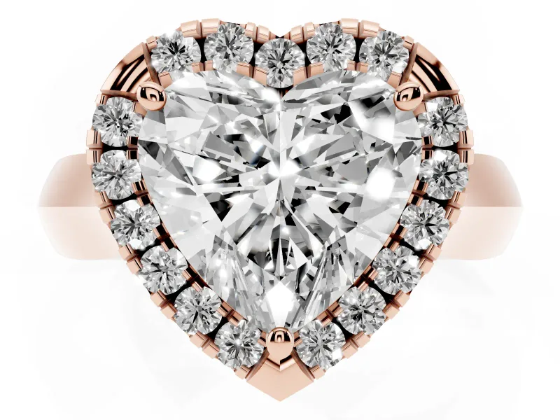 Heart-Shaped Halo Engagement Ring Setting | Square Profile Band | Rose Gold
