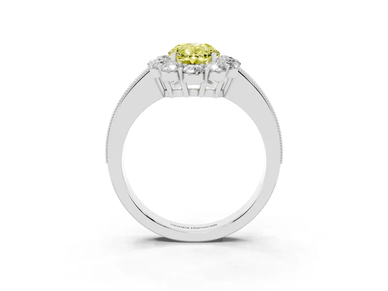 Oval Vintage Halo Engagement Ring Setting for a Fancy Yellow Lab-Grown Diamond | White Gold