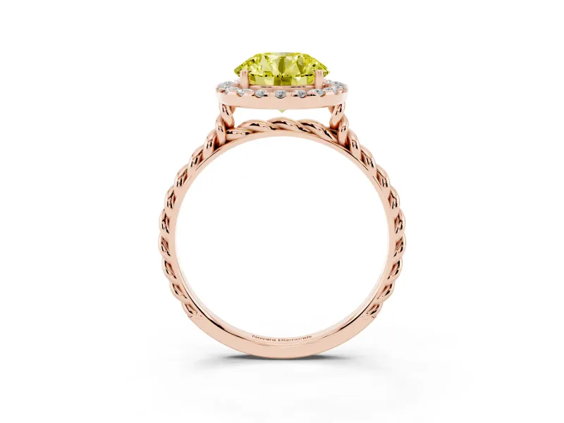 Round Rope Halo Engagement Ring Setting for a Fancy Yellow Lab-Grown Diamond | Rose Gold