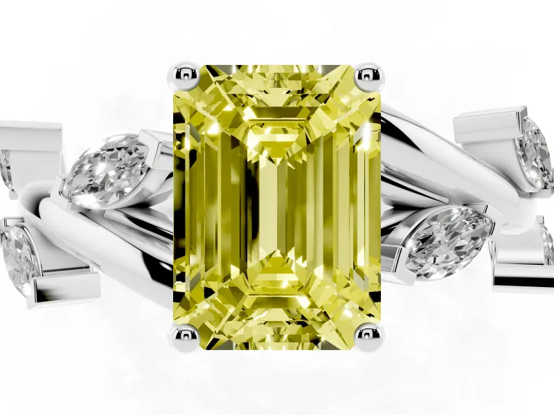 Emerald Cut Twisted Vine Engagement Ring Setting for a Fancy Yellow Lab-Grown Diamond | Platinum