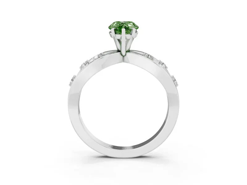 Pear-Shaped Loop Engagement Ring Setting for a Fancy Green Lab-Grown Diamond | Platinum