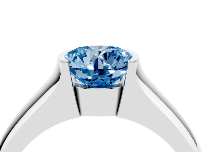 Round Half Bezel Engagement Ring Setting for a Fancy Blue Lab-Grown Diamond | Wide Band | White Gold