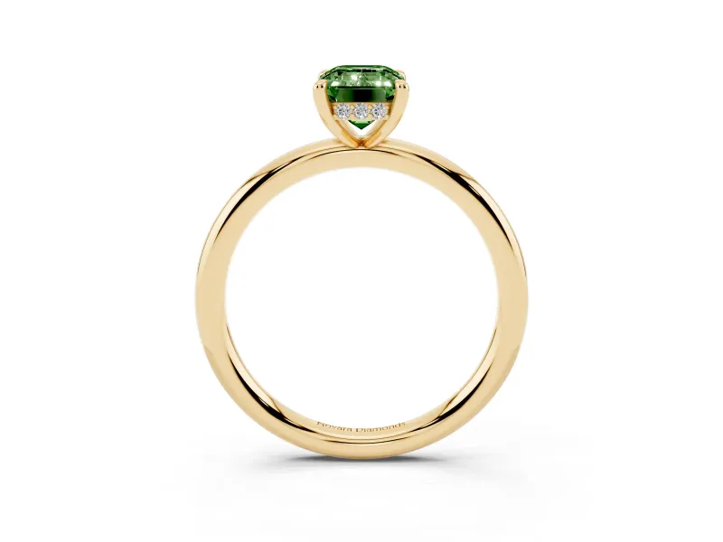 Emerald Cut Hidden Halo Ring Setting for a Fancy Green Lab-Grown Diamond | Yellow Gold