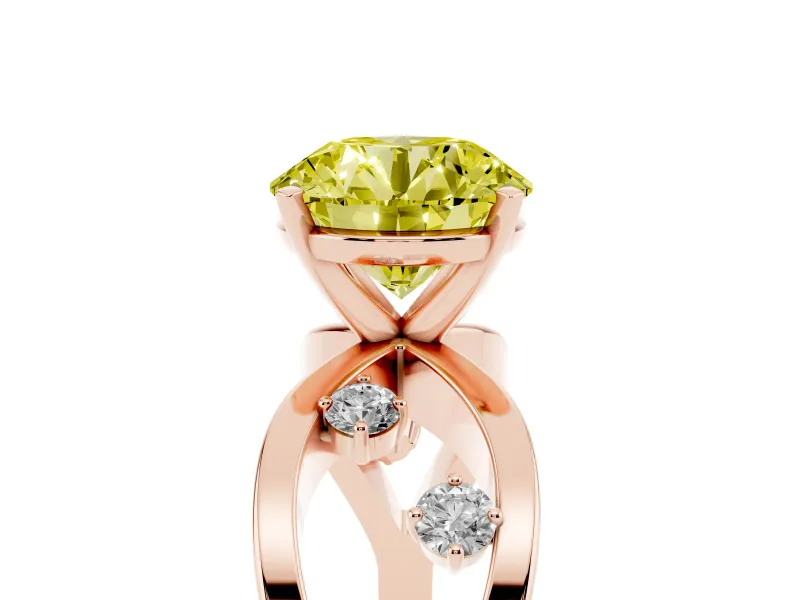 Round Loop Engagement Ring Setting for a Fancy Yellow Lab-Grown Diamond | Rose Gold