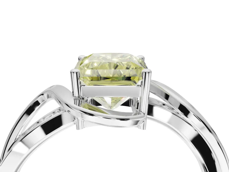Radiant Cut Bypass Solitaire Engagement Ring Setting for a Fancy Yellow Lab-Grown Diamond | Sterling Silver