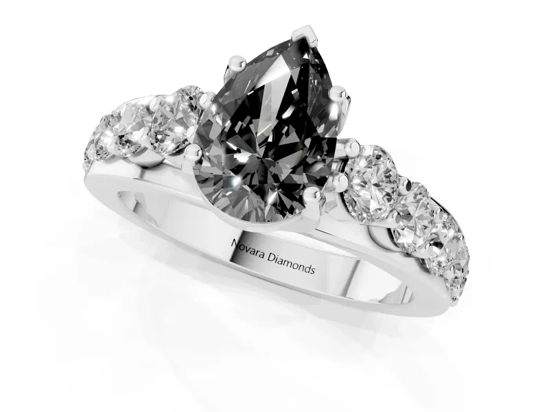 Pear-Shaped Engagement Ring Setting for a Black Center | White Gold