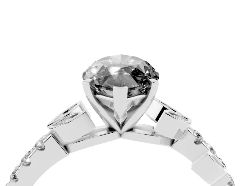 Marquise Leaf Pavé Engagement Ring Setting for a Black Center | Leaf Motif Shoulders | Platinum
