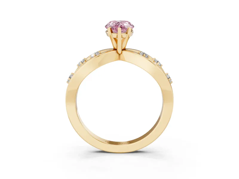 Pear-Shaped Loop Engagement Ring Setting for a Fancy Pink Lab-Grown Diamond | Yellow Gold