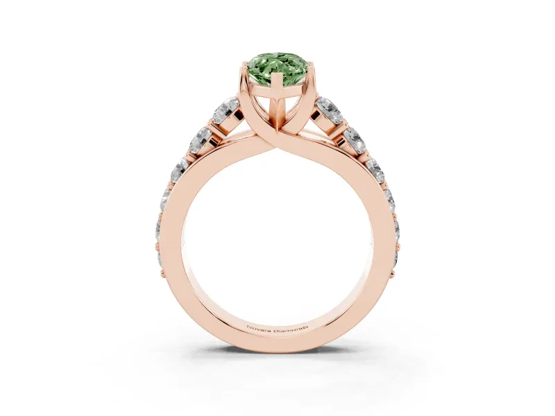 Marquise Graduated Engagement Ring Setting for a Fancy Green Lab-Grown Diamond | Rose Gold