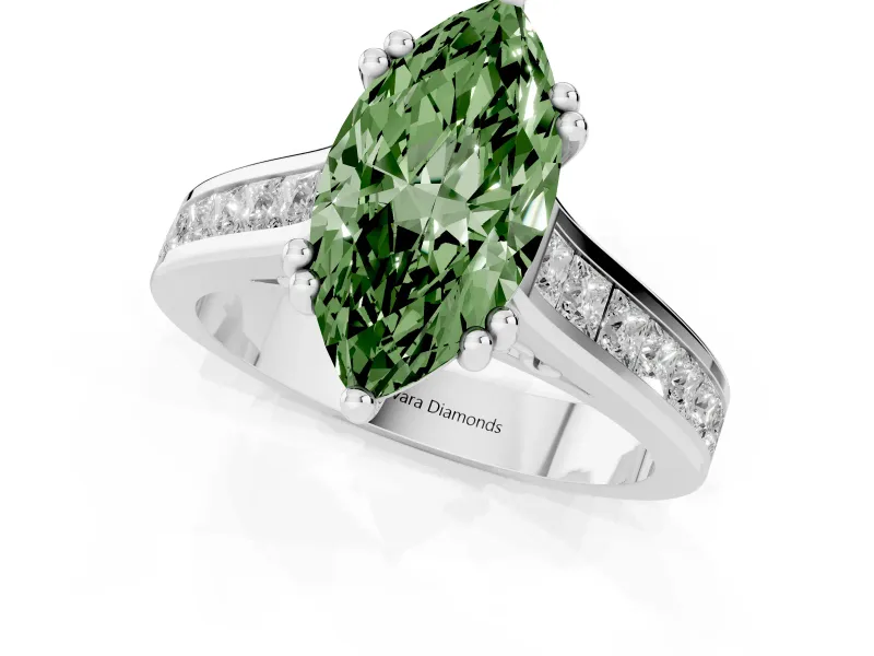 Marquise Channel Engagement Ring Setting for a Fancy Green Lab-Grown Diamond | White Gold - Design NV-24671