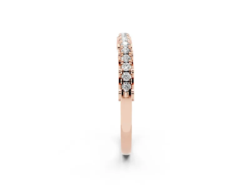 Round Diamond Classic Prong Eternity Band Set in Rose gold with Continuous Row