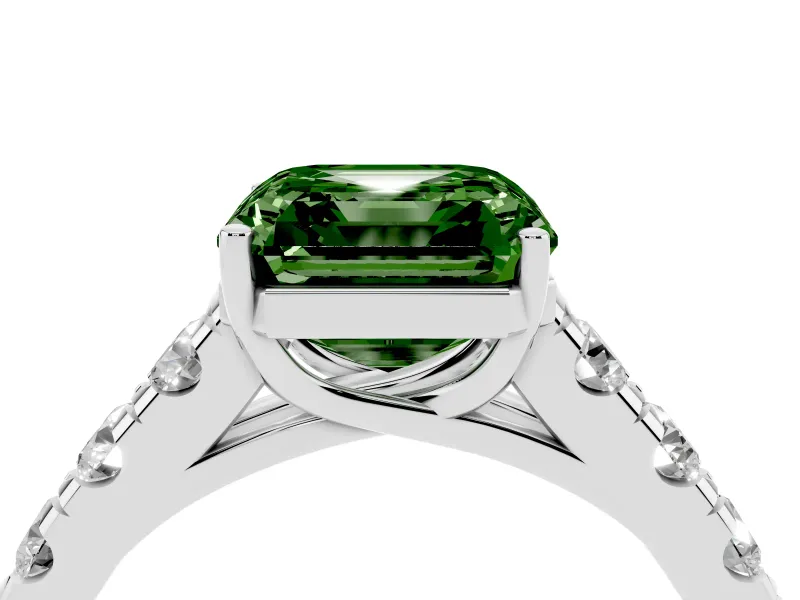 Asscher Cut Engagement Ring Setting for a Fancy Green Lab-Grown Diamond | Platinum - Design NV-24643